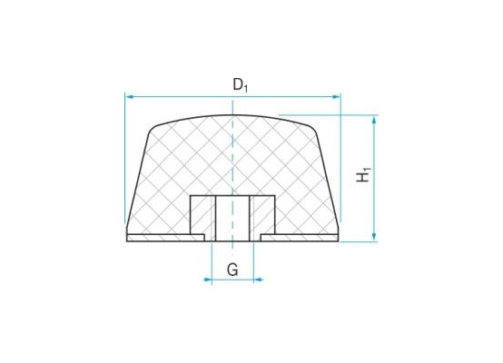 Pryžový doraz se závitem RUBENA kuželový plochý - 50 x 50 typ KD-5 - M10